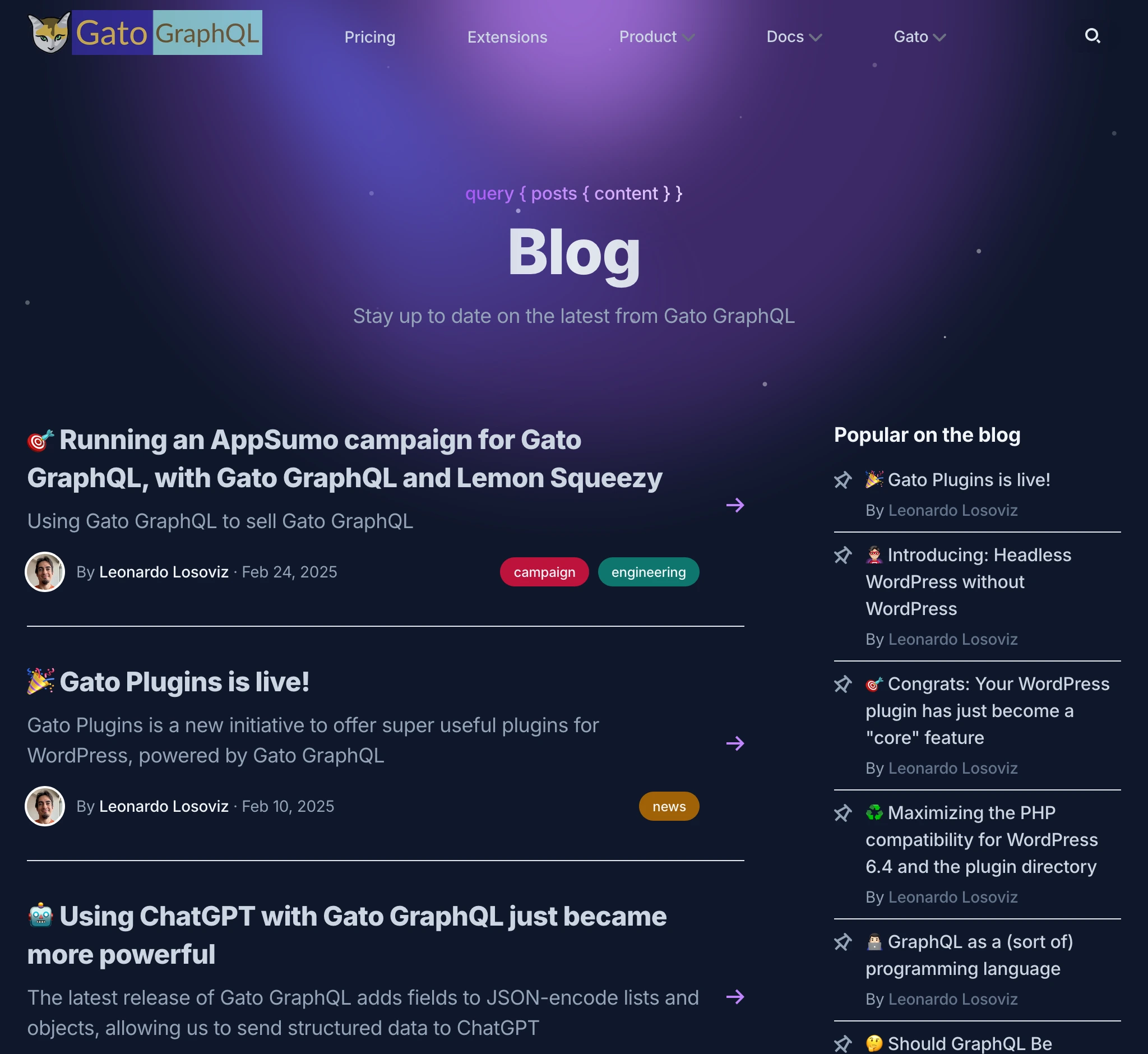gatographql.com üzerindeki blog bölümü