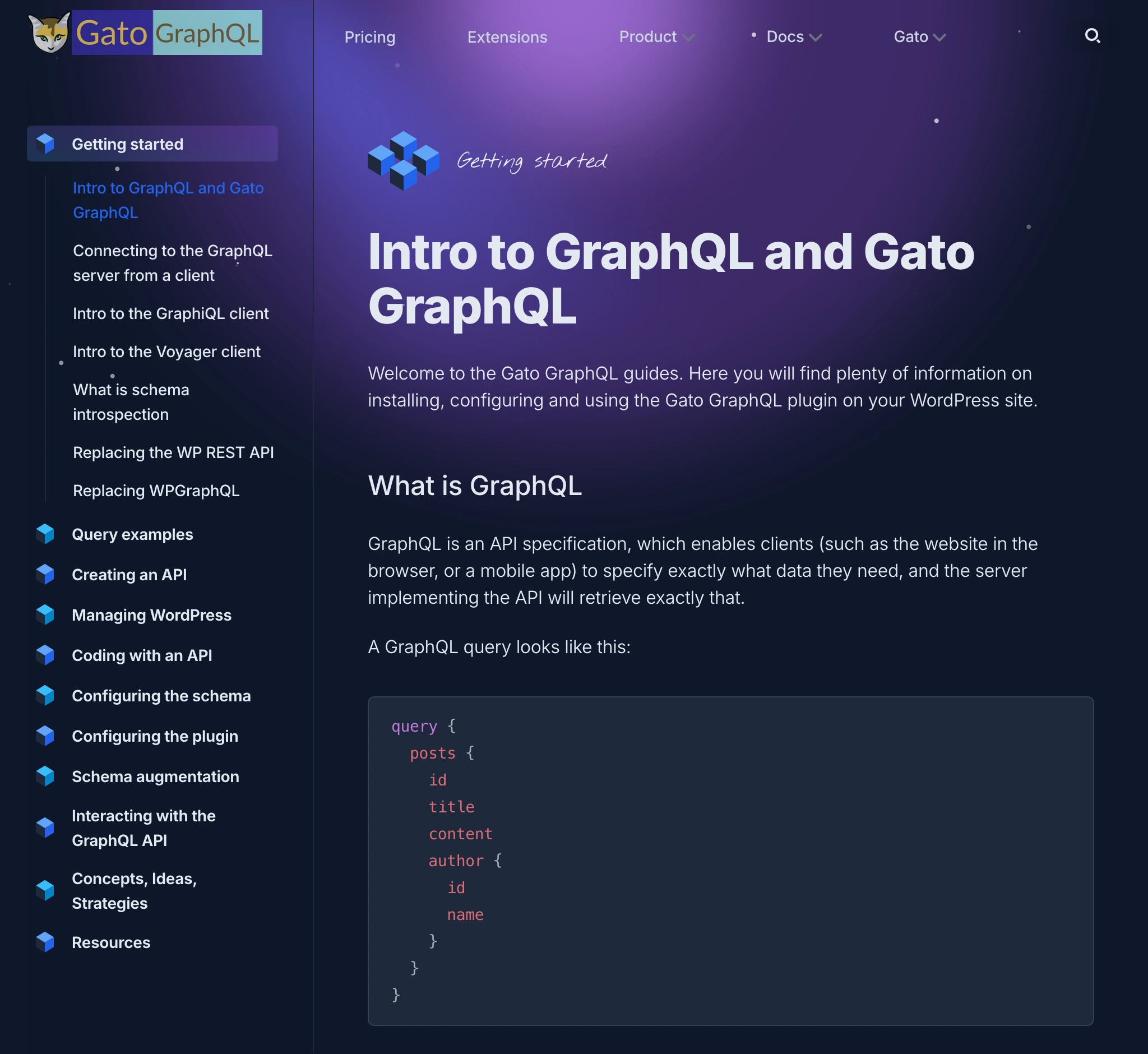 gatographql.com üzerindeki docs bölümü