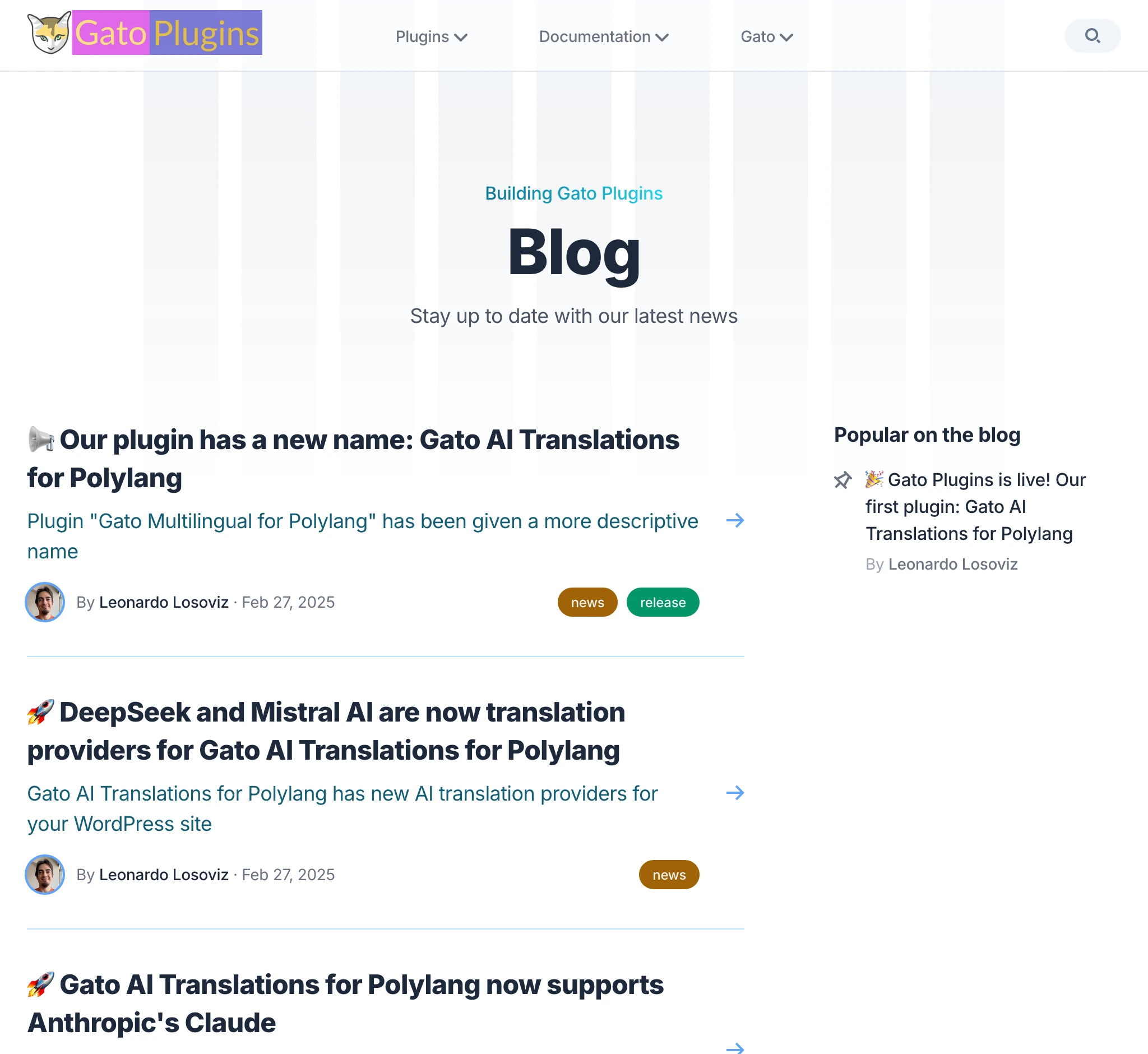 gatoplugins.com üzerindeki blog bölümü